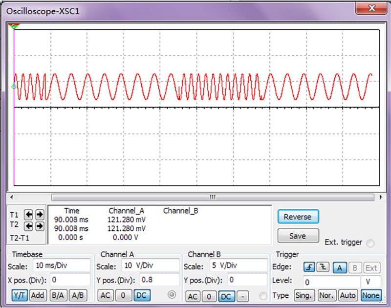 Audio source selection circuit simulation diagram